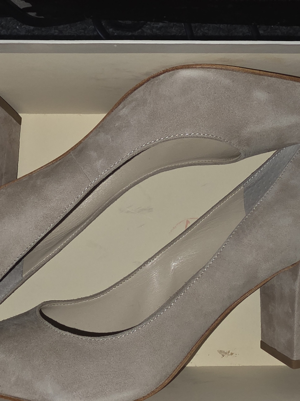 Marc Fisher Taupe Suede Block Heel Pumps - Picture 6 of 6